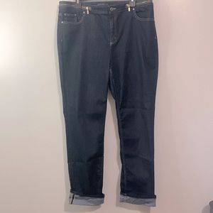 Zipper waist Black Label By Chico's 2.5 US 14 Womens Jeans Dark Denim Zipper